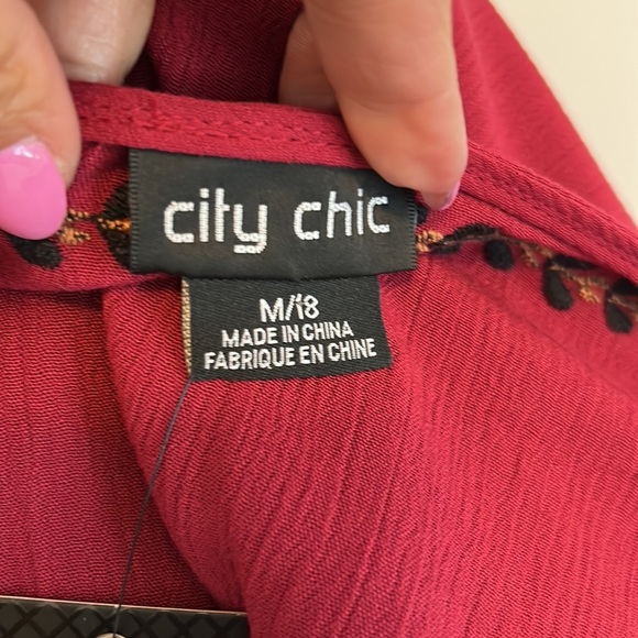 City Chic Dress Precious Embroidered Rhubarb - Picture 8 of 10